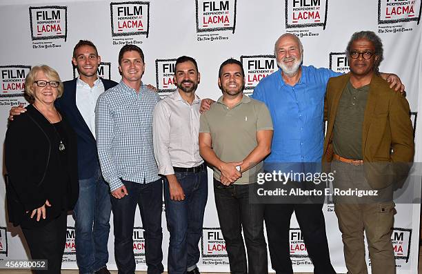 Editor Kate Amend, director/writer Ryan White, director/writer Ben Cotner, Paul Katami, Jeff Zarillo, director Rob Reiner and moderator Elvis...