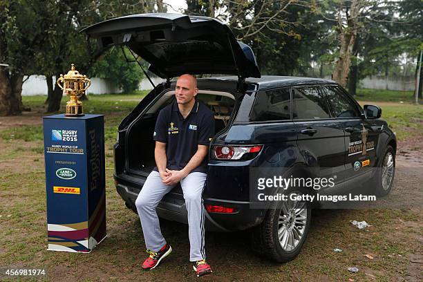 Felipe Contepomi launches the Hitz programme at the San Pedro Claver school in Buenos Aires as part of the Rugby World Cup Trophy Tour, in...