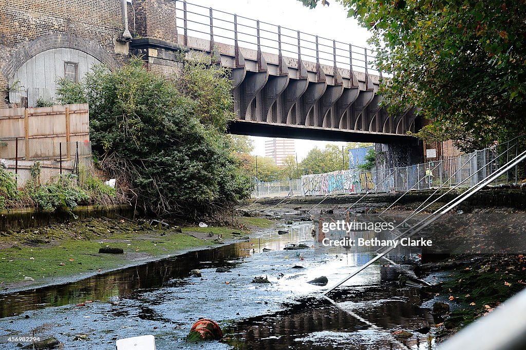 The Regent's Canal Drained Ahead Of Winter Works Programme