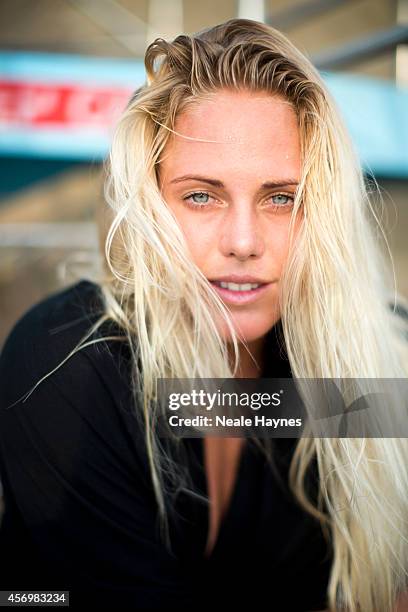 Pro surfer Laura Enever is photographed on September 16, 2014 in San Clemente, California.