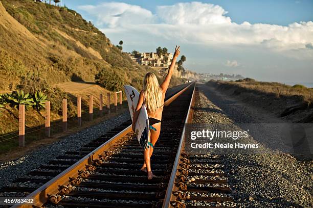 Pro surfer Laura Enever is photographed on September 16, 2014 in San Clemente, California.