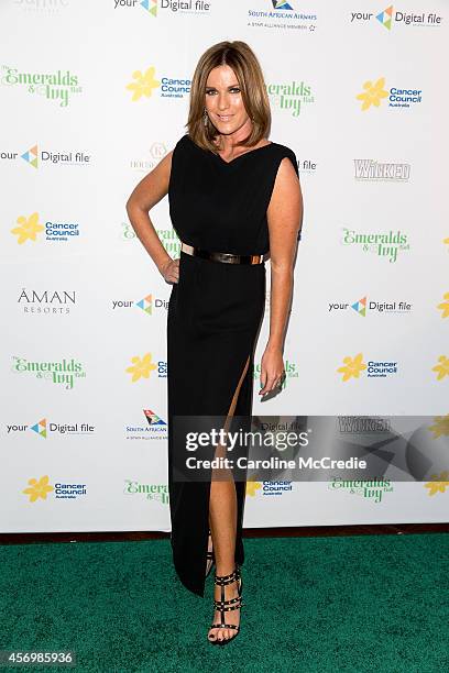 Kylie Gillies arrives at The Emeralds and Ivy Ball at Sydney Town Hall on October 10, 2014 in Sydney, Australia.