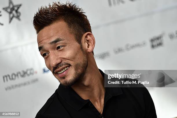 Hidetoshi Nakata looks on during the Golden Foot Award press conference at Grimaldi Forum on October 10, 2014 in Monte-Carlo, Monaco.