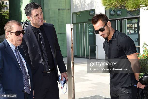 Antonio Caliendo , Hakan Sukur and Hidetoshi Nakata visit the Champions Promenade at Grimaldi Forum on October 10, 2014 in Monte-Carlo, Monaco.