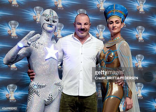 French fashion designer Thierry Mugler is pictured on October 10, 2014 in Friedrichstadt-Palace theater in Berlin after a dress rehearsal of the new...
