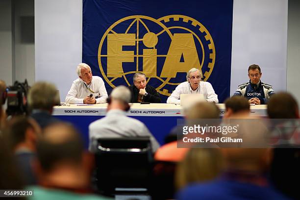 Race Director Charlie Whiting, FIA President Jean Todt, Chief Medical Officer Jean-Charles Piette and Medical Rescue Co-ordinator Ian Roberts attend...