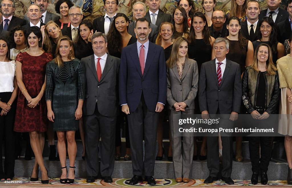 Spanish Royals Receive Waterpolo and Swimming Female Teams