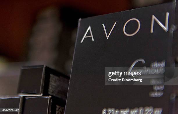 Avon Products Inc. Items sit on a shelf at the office of a representative in McAllen, Texas, U.S., on Thursday, Aug. 28, 2014. The top 10 U.S. Avon...