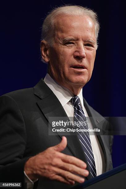 Vice President Joe Biden shares his memories of former White House Press Secretary James Brady during his memorial service at the Newseum October 10,...