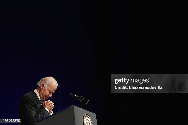 Vice President Joe Biden shares his memories of former White House Press Secretary James Brady during his memorial service at the Newseum October 10,...