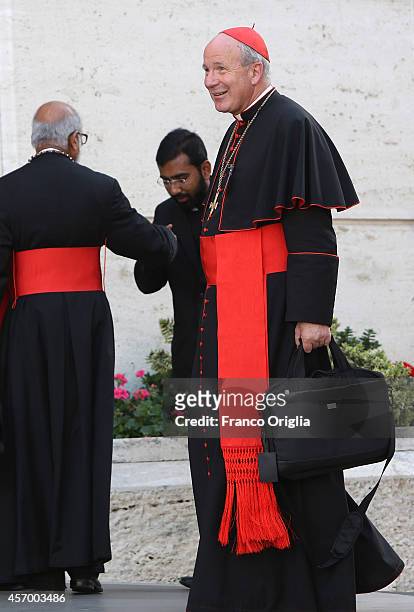 Archbishop of Vienna cardinal Christoph Schonborn arrives at the Synod Hall for the fifth day of the Synod on the themes of family on October 10,...