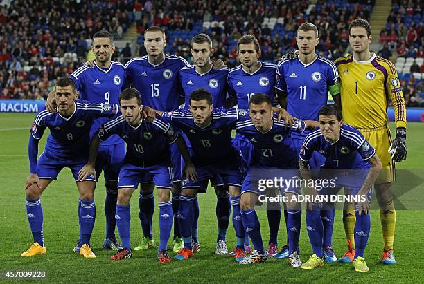 Bosnia and Herzegovina team Bosnia and Herzegovina's striker Vedad Ibisevic, Bosnia and Herzegovina's defender Toni Sunjic, Bosnia and Herzegovina's...