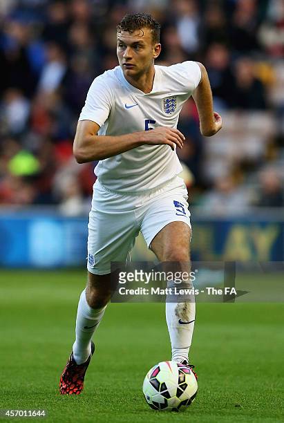 Ben Gibson of England U21's in action during the UEFA U21 Championship Playoff First Leg match between England and Croatia at Molineux on October 10,...