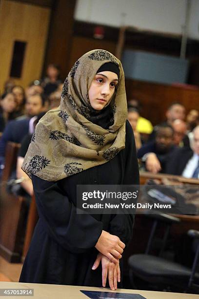 Ailina Tsarnaeva sister of Boston Marathon bombing suspect Dzhokhar Tsarnaev, during appearance in Manhattan Criminal Court on Tuesday, September 30,...