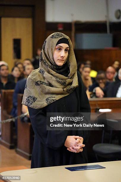 Ailina Tsarnaeva sister of Boston Marathon bombing suspect Dzhokhar Tsarnaev, during appearance in Manhattan Criminal Court on Tuesday, September 30,...