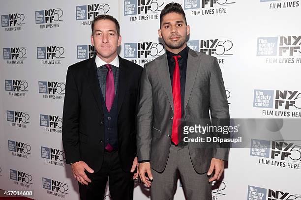Glenn Greenwald and David Miranda attend the "Citizenfour" premiere during the 52nd New York Film Festival at Alice Tully Hall on October 10, 2014 in...