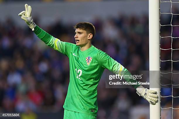 Matej Delac of Croatia during the UEFA U21 Championship Playoff First Leg match between England and Croatia at Molineux on October 10, 2014 in...