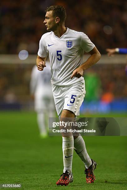 Ben Gibson of England during the UEFA U21 Championship Playoff First Leg match between England and Croatia at Molineux on October 10, 2014 in...