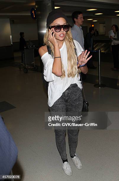 Amanda Bynes is seen at LAX on October 10, 2014 in Los Angeles, California.