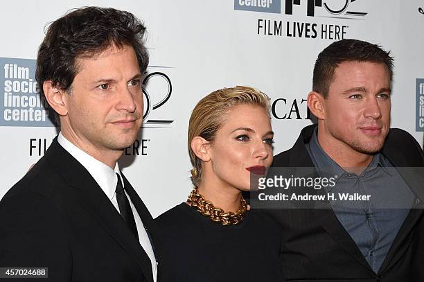 Director Bennett Miller and actors Sienna Miller and Channing Tatum attend the "Foxcatcher" premiere during the 52nd New York Film Festival at Alice...