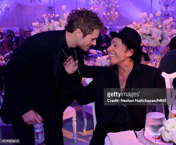 Miles Schon and Neal Schon attend the wedding of Michaele Schon and Neal Schon at the Palace of Fine Arts on December 15, 2013 in San Francisco,...
