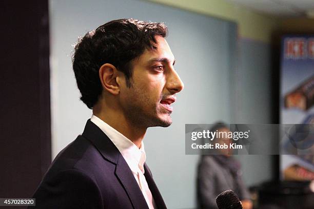 Actor Riz Ahmed speaks at the "Nightcrawler" premiere during the 2014 Hamptons International Film Festival on October 10, 2014 in East Hampton, New...