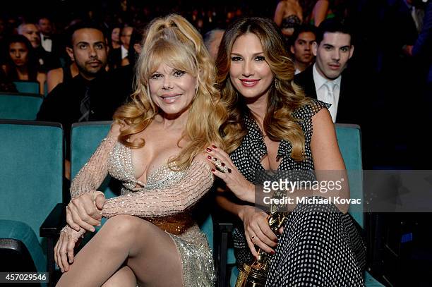 Actress Charo and TV personality Daisy Fuentes attend the 2014 NCLR ALMA Awards at the Pasadena Civic Auditorium on October 10, 2014 in Pasadena,...