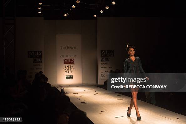 Shree Rajput Model A model showcases a creation by Indian designers Shree Raj Mahal ...