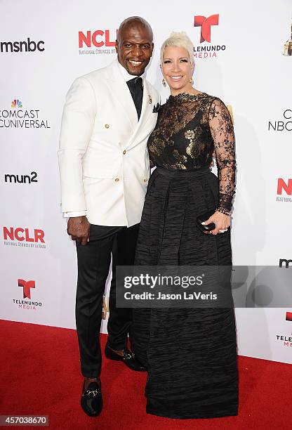 Actor Terry Crews and wife Rebecca King-Crews attend the 2014 NCLR ALMA Awards at Pasadena Civic Auditorium on October 10, 2014 in Pasadena,...