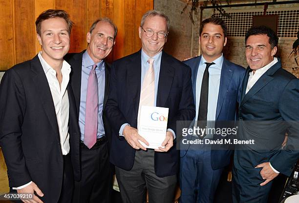 Dave Clark, Jonathan Rosenberg, Eric Schmidt, Jamie Reuben and Andre Balazs attend the book launch party for "How Google Works" by Eric Schmidt and...