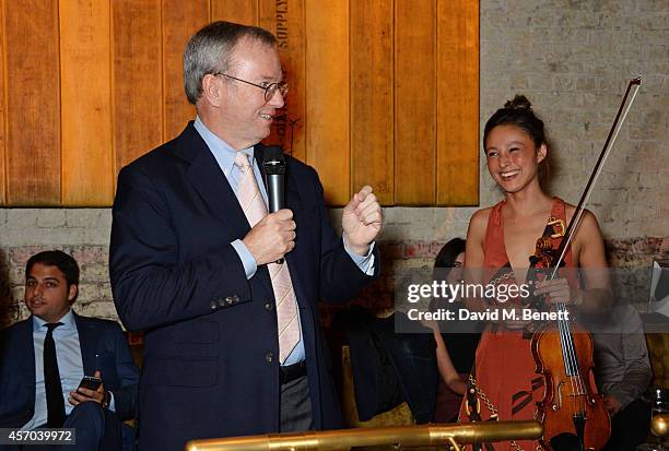 Eric Schmidt speaks at the book launch party for "How Google Works" by Eric Schmidt and Jonathan Rosenberg, hosted by Jamie Reuben, at The Chiltern...