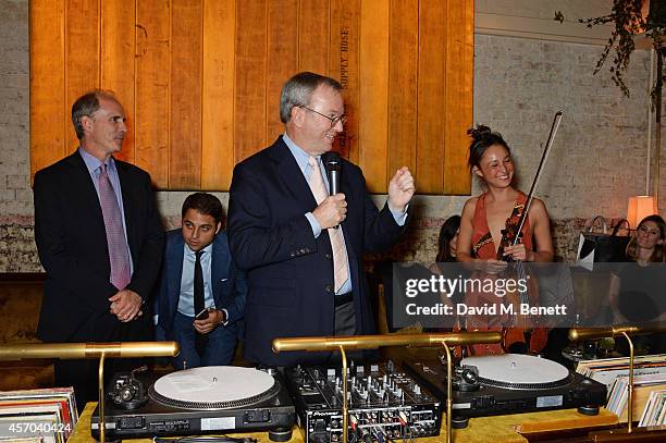 Eric Schmidt speaks at the book launch party for "How Google Works" by Eric Schmidt and Jonathan Rosenberg, hosted by Jamie Reuben, at The Chiltern...