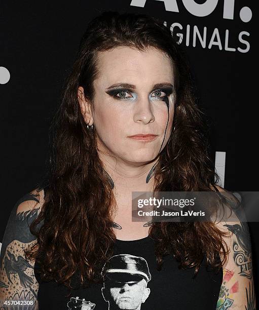 Laura Jane Grace of Against Me! attends AOL's celebration of the fall premieres of its original programming at Palihouse Holloway on October 9, 2014...