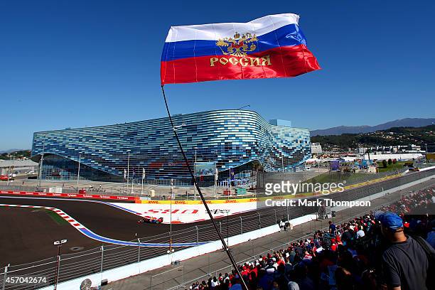 Sebastian Vettel of Germany and Infiniti Red Bull Racing drives during final practice ahead of the Russian Formula One Grand Prix at Sochi Autodrom...