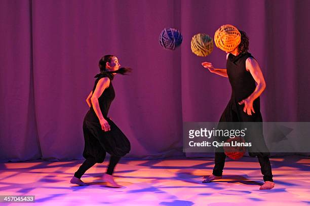 The dancers of the Aracaladanza Company perform during the dress rehearsal of the play 'Constelaciones' , inspired by the works of the great spanish...