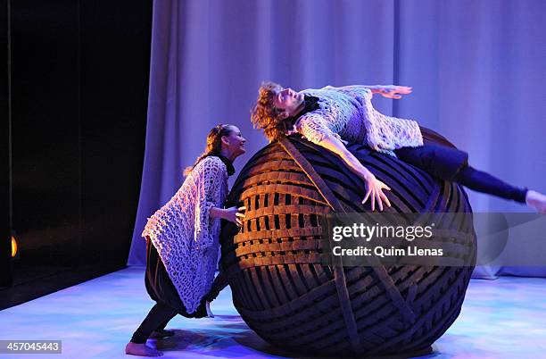 The dancers of the Aracaladanza Company perform during the dress rehearsal of the play 'Constelaciones' , inspired by the works of the great spanish...