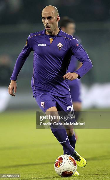 Borja Valero of ACF Fiorentina in action during the Uefa Europa League Group E match between ACF Fiorentina and FC Dnipro Dnipropetrovsk at Stadio...