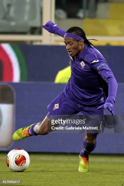 Guillermo Cuadrado of ACF Fiorentina in action during the Uefa Europa League Group E match between ACF Fiorentina and FC Dnipro Dnipropetrovsk at...