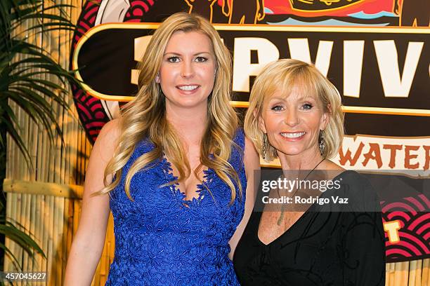 Katie Collins and Tina Wesson attend "Survivor: Blood Vs Water" Season Finale at CBS Television City on December 15, 2013 in Los Angeles, California.