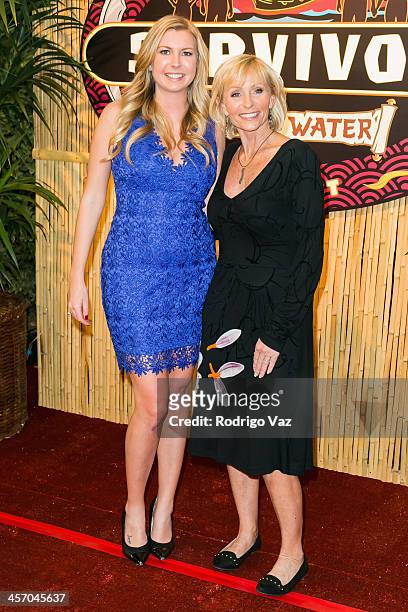 Katie Collins and Tina Wesson attend "Survivor: Blood Vs Water" Season Finale at CBS Television City on December 15, 2013 in Los Angeles, California.