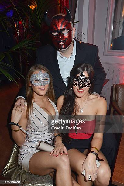Viola Bailey's and Cecilia de Lys, Pierre Woodman attend the Marc Dorcel 35th Anniversary Masked Ball at the Chalet des Iles on October 10, 2014 in...