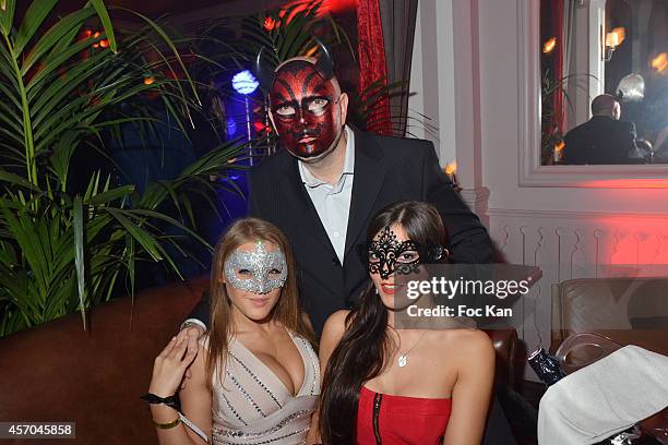 Viola Bailey's and Cecilia de Lys, Pierre Woodman attend the Marc Dorcel 35th Anniversary Masked Ball at the Chalet des Iles on October 10, 2014 in...