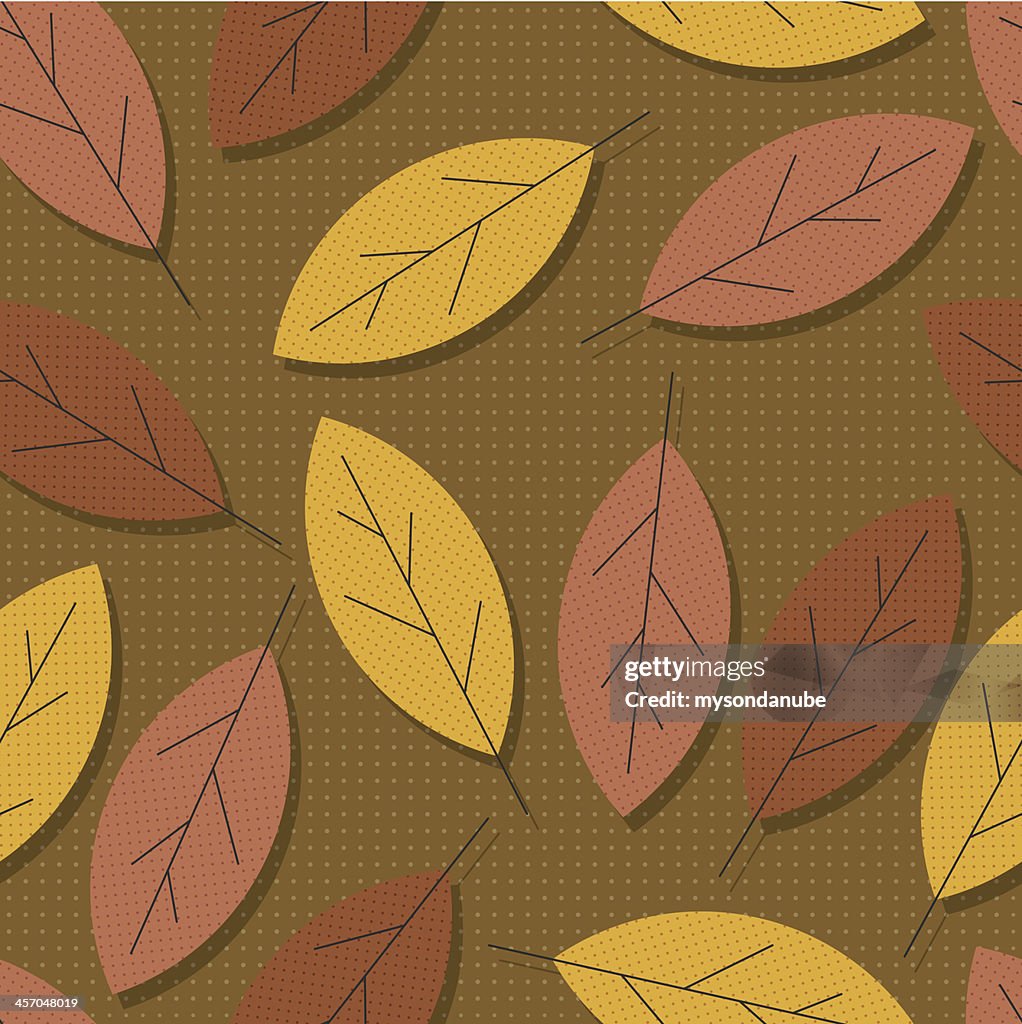 Vector pop art style seamless autumn leaves wallpaper pattern