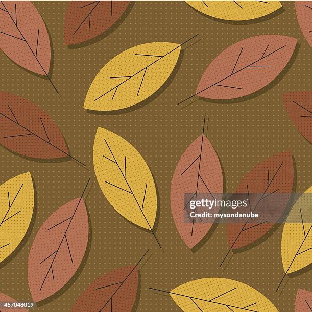 vector pop art style seamless autumn leaves wallpaper pattern - eastern cottonwood leaf stock illustrations