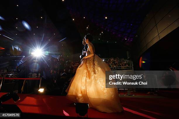 South Korean Actor Cho Jin-Woong and actress Lee Jung-Hyun walk on the redcarpet during the closing ceremony of the 19th Busan International Film...