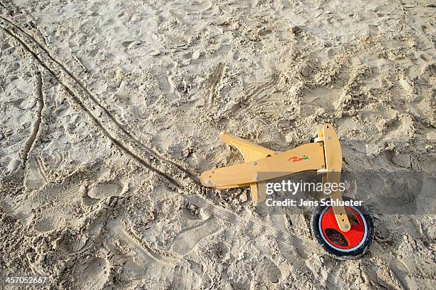 Defective childs toy on the playground at the refugee center on December 10, 2013 in Friedland, Germany. Hundreds of thousands of Syrians have fled...