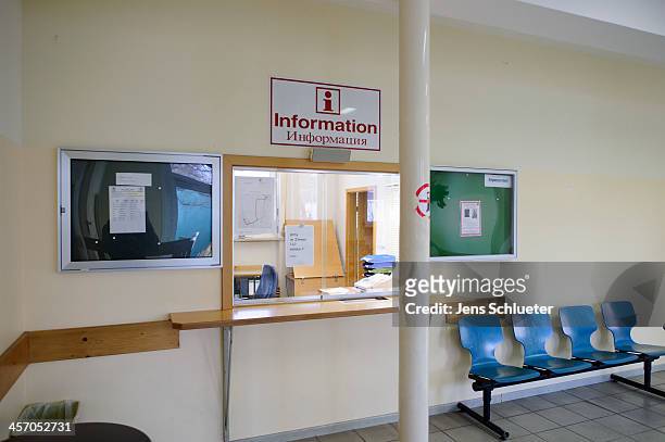 The waiting area of the registration office at the refugee center on December 10, 2013 in Friedland, Germany. Hundreds of thousands of Syrians have...