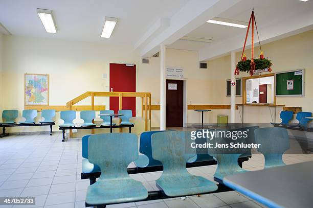 The waiting area of the registration office at the refugee center on December 10, 2013 in Friedland, Germany. Hundreds of thousands of Syrians have...