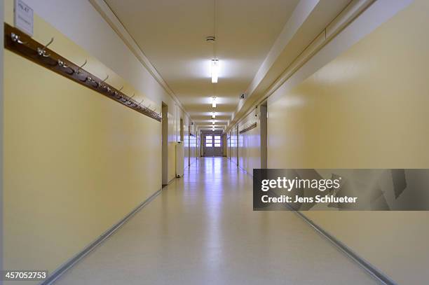 Empty hall in a teaching building at the refugee center on December 10, 2013 in Friedland, Germany. Hundreds of thousands of Syrians have fled Syria...