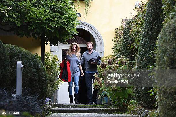 Michelle Hunziker and husband Tomaso Trussardi are seen the day after their wedding on October 11, 2014 in Bergamo, Italy.